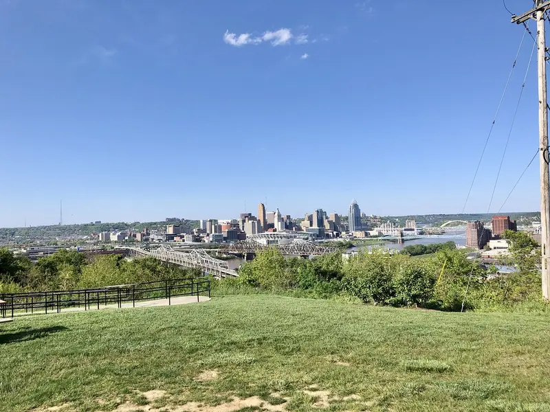 Cincinnati skyline and the Ohio River seen from Devou Park in Covington, Kentucky